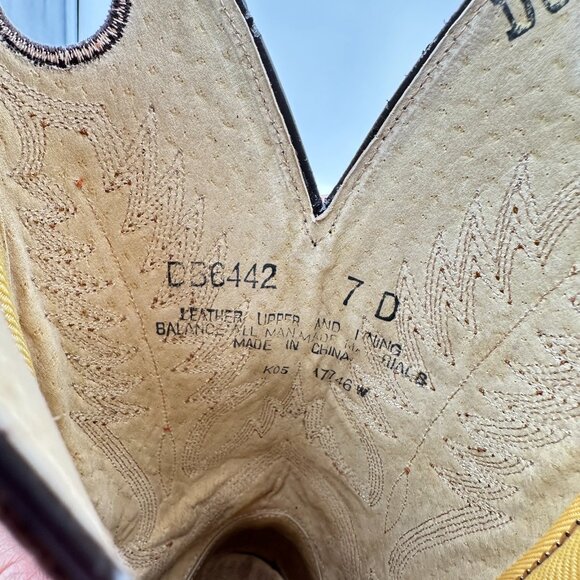 Durango Men Sz 7 D DB6442 Brown Two Tone Leather Country Cowboy Western Boot - Picture 10 of 14